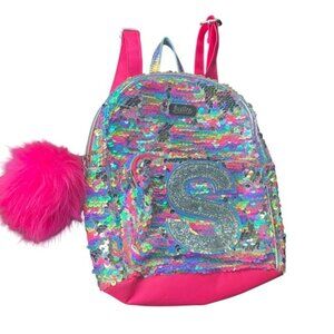 Justice sequins backpack with S initial.